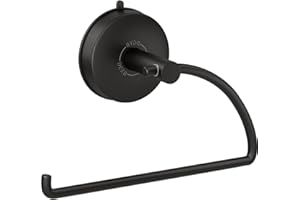 DGYB Suction Cup Hand Towel Ring Black Hand Towel Holder for Bathroom Wall SUS 304 Stainless Steel Kitchen Towel Hanger