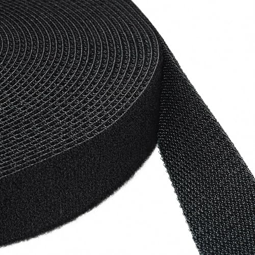 KLEBESHOP24 KLETTBAND BEIDSEITIG | Haken + Flausch Rücken an Rücken | Breite + Farbe wählbar | 3, 8 oder 25 m | Klettband Back to Back/schwarz, 20 mm