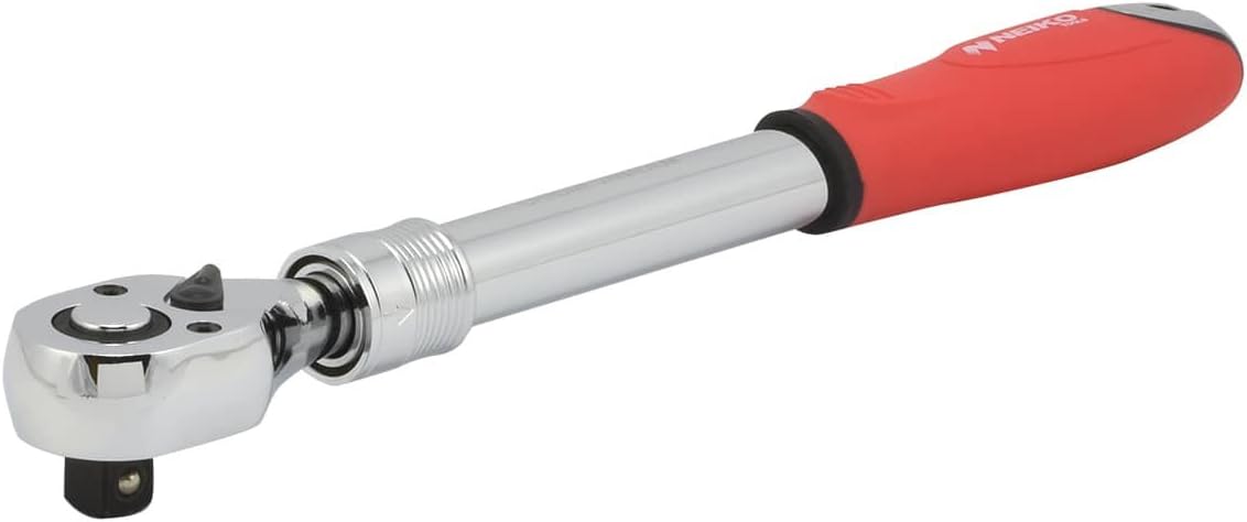 NEIKO 03068A 1/2-Inch Drive Extendable Ratchet Handle | 72 Tooth Reversible Ratcheting Feature w/Soft Grip Handle | 12 to 17-1/2” Lengths - Socket Wrenches - 