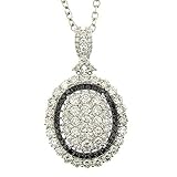 3 25 ct white gold black white diamond pendant necklace 18 kt