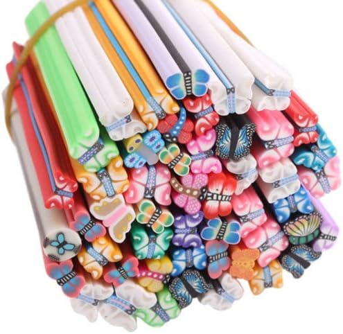 Sugar NAILS - HOT 50pcs 3D Nail Art Fimo Canes Stick Rods Polymer Clay Stickers Decoration DIY