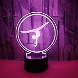 Creative 3D Gymnastics Night Light 7 Colors Changing USB Power Touch Switch Decor Lamp Optical Illusion Lamp LED Table Desk Lamp Children Kids Brithday Christmas Gift