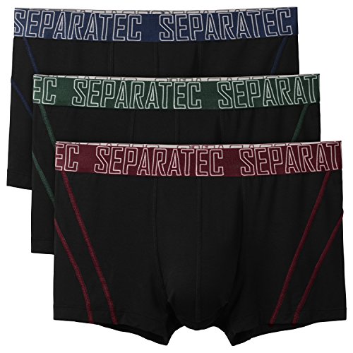 Separatec Men's 3 Pack Soft Bamboo Fiber Separate Pouches Trunks(Black,S)