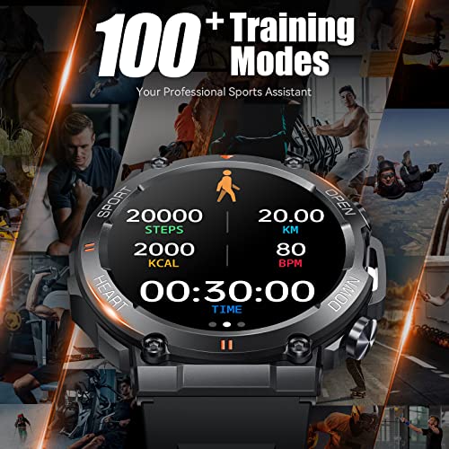 Military Smart Watches for Men Make Call 1.39" HD Big Screen Fitness Tracker Rugged Tactical Smartwatch Compatible with iPhone Samsung Android Phones Heart Rate Sleep Monitor Sports Watch, Bluetooth