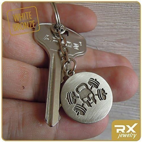 Key Ring Sport Key Chain Skull Kettlebell and Barbell Keychain Jolly Roger