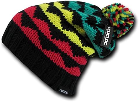 CUGLOG K2 Long Cuffed Slouch Beanie_Rasta_One Size