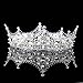 FUMUD Baroque Vintage Black Rhinestone Beads Round Big Crown Wedding Hair Accessories Luxury Crystal Queen King Crowns Bridal Tiaras (Silver)