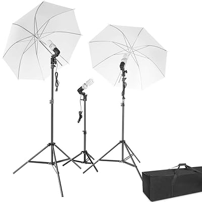 Photography Lighting, ESDDI Umbrella Continuous Lights Kit 600W 5500K Portable Day Light Photo Portrait Studio Video Equipment