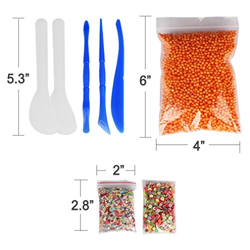Aprince Foam Beads Slime Foam Balls, 13 Pack Colorful 0.1-0.35 Inch Arts Crafts Styrofoam Beads (50000 pcs) for Wedding Party Decorations, Bonus Fruit Slices + Mixed Sequins + 5 Slime Tools - Thumbnail 3