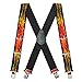 Suspender Store Novelty Flames Suspenders - 2-Inch Wide Elastic - X-Back - Gator Clip - 48