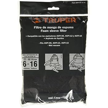 TRUPER FILE-ASPI-06-12-16 Foam Filter for 6, 12 and 16-Gallon Wet/Dry Vacuum