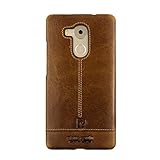 Mate 8 Case, Pierre Cardin Premium Genuine Cow Leather Cases New Slim Hard Back Cover Protective Skin for Huawei Mate 8 6 Inch, Brown