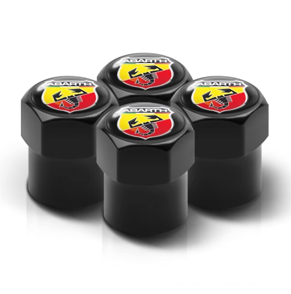Black Dust Valve Cap with Ultra Gloss Black Abarth Logo.