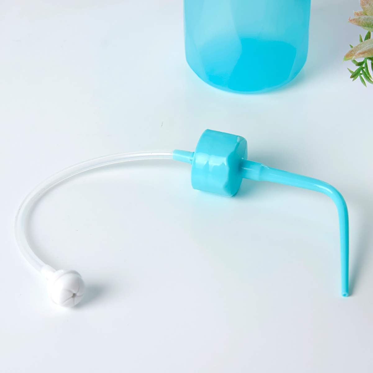 Fodattm 480ml 16oz Plastic Succulent Watering Can Bottle with Soft Tube and Ball Shape Suck Head Bend Mouth Squeeze Bottle Micro Landscape Watering Tools Supply (Blue) - Image 4