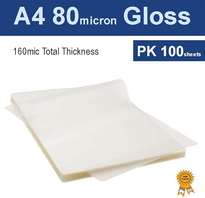 A4 Laminating Pouches 80 Micron Gloss (PK 100) Office Supplies