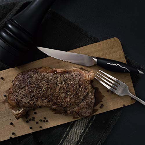 Knifesharks Premium Japanese Steel 4-Piece Steak Knife Set - Serrated Forged Fine Steak Knife Set, Razor Sharp