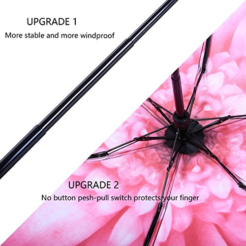 MuNiSa Mini Travel Sun Rain Umbrella Compact Parasol Lightweight Portable Outdoor Golf Umbrella with 95% UV Protection