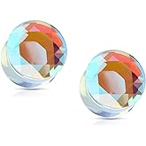 Pierced Owl - Iridescent Glass Faceted Double Flared Saddle Plug Gauges, Sold as a Pair