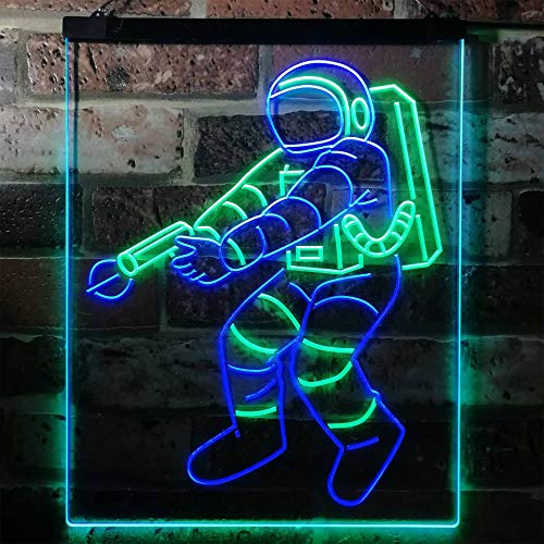 ADVPRO Astronaut Space Rocket Shuttle Kid Room Dual Color LED Neon Sign Green & Blue 8.5" x 12" st6s23-i3136-gb - Thumbnail 2