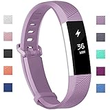 Fundro Compatible Fitbit Alta Bands, Soft Silicone Replacement Bands Available in Varied Colors with Secure Buckle for Fitbit Alta HR and Fitbit Alta (C# 1-Pack Lavender, Small (6.2