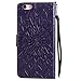 iPhone 6S Plus Wallet Case,A-slim(TM) Sun Pattern Embossed PU Leather Magnetic Flip Cover Card Holders & Hand Strap Wallet Purse Case for iPhone 6 Plus / 6S Plus [5.5 Inch] - Purple