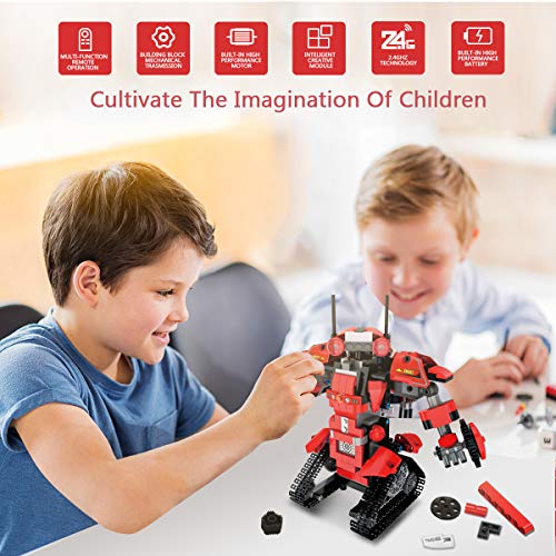 Aukfa Building Blocks RC Robot App Controlled Toy, Remote Control STEM Robot Toy, DIY Robotics Rechargeable RC Electronic Robots Funny Gift for 8+ Year Old Boys Girls ( 392 Pcs )