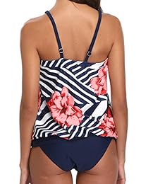 Yonique traje de baño de 2 piezas con estampado floral, parte superior de tankini con bragas triangulares