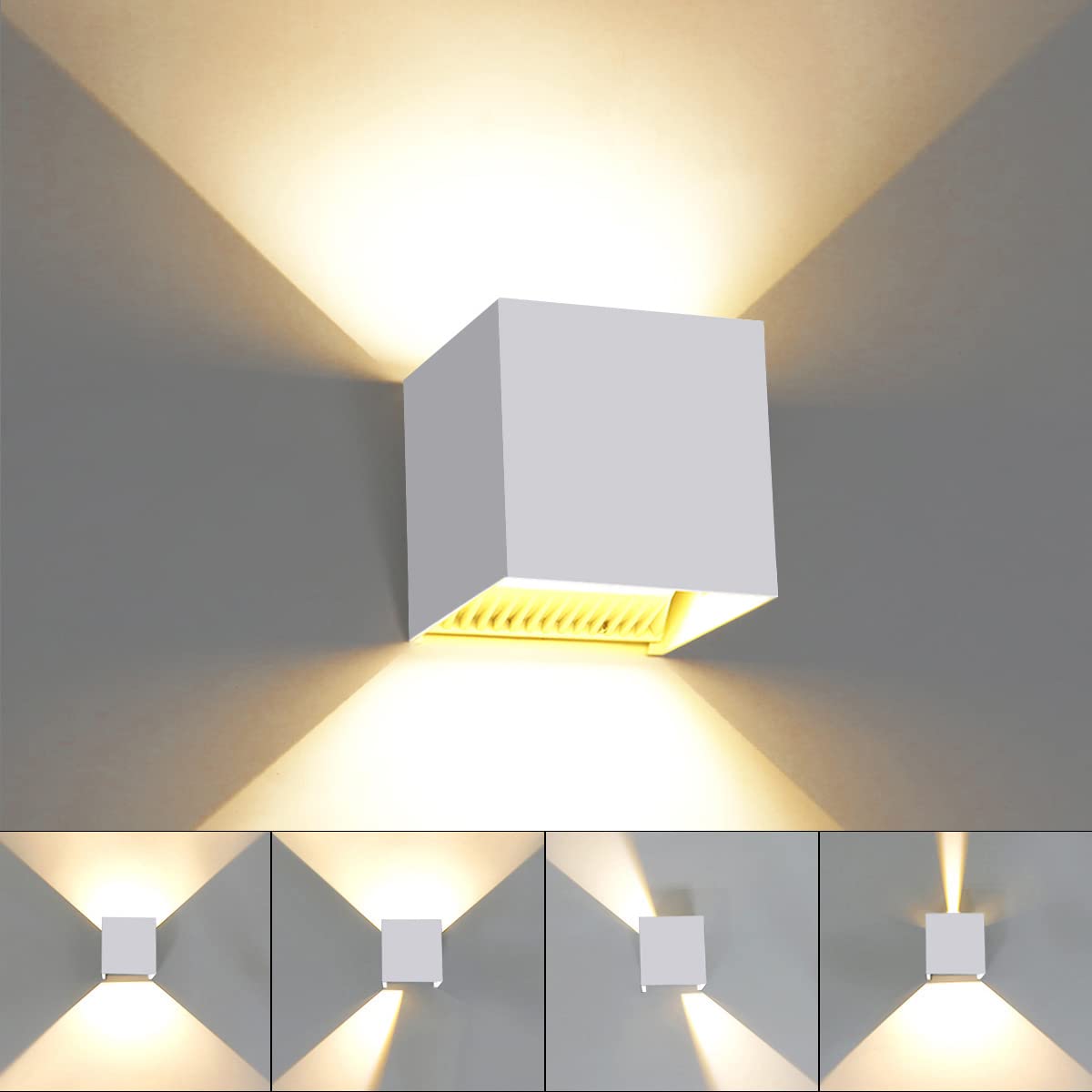KAWELL Modern Wall Lamp LED Wall Light Up and Down Adjustable Beam Angle Aluminum Wall Wash Light Waterproof IP65 Indoor Outdoor for Bathroom Bedroom Corridor Living Room Stairs Garden, 12W 3000K