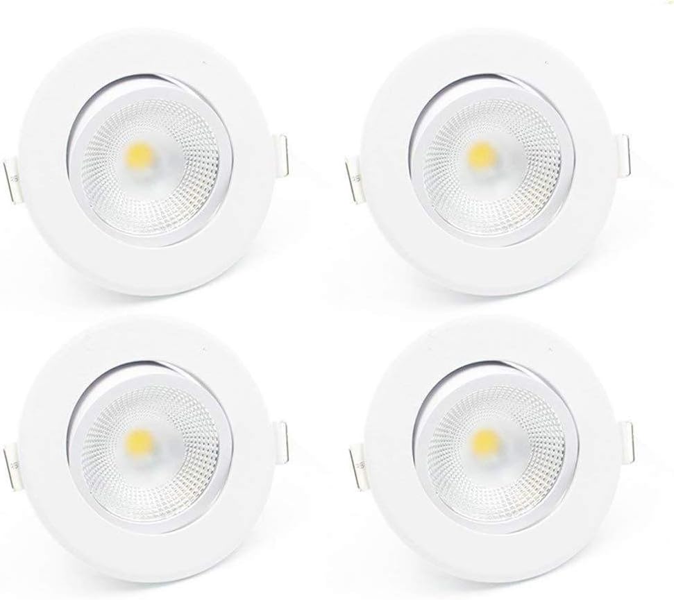 Round LED COB Downlights 2.76 inches Cut-Out Hole 110-220V 5W Warm White 3000K Spotlight Ceiling recessed Light Fixtures 4 Pack