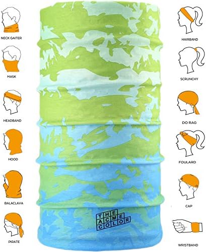 16-in-1 Neck Gaiter [Print] - Versatile UV Sun Protection - Tactical Military Headwear, Headband, Bandana, Balaclava, Helmet Liner for Hunting Fishing Camping Hiking Motorcycle (Green&amp;Blue)