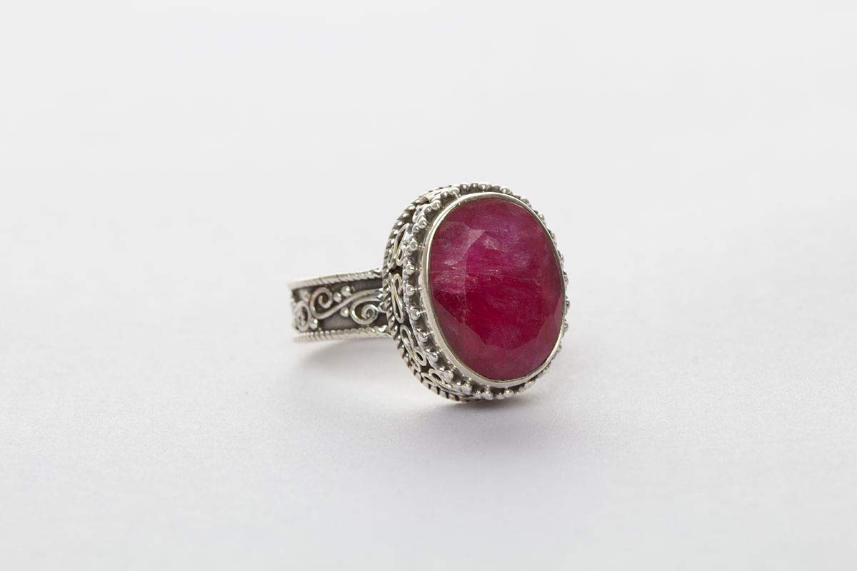 Amazon.com: Ruby Ring 925 Sterling Silver Healing Gemstone Ring Vintage