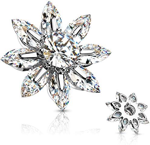 BYB Jewelry Fancy Flower Marquise CZ Petals Surgical Steel Dermal Anchor Top