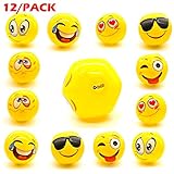 MrCUYA Emoji Inflatable Beach Balls 12-Pack of 12
