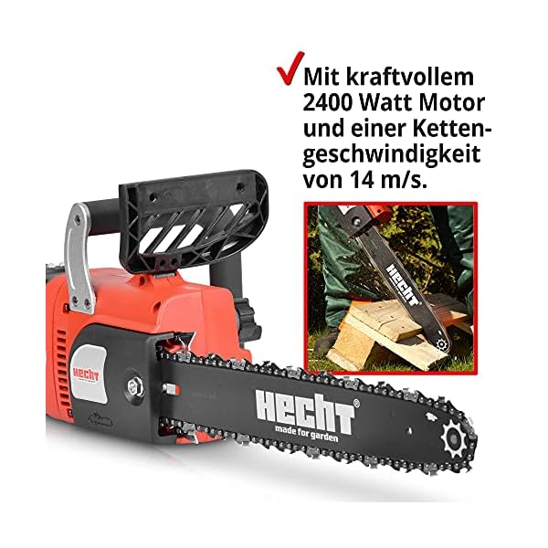 HECHT Elektro Kettensäge mit 2400 Watt Power – 45,8 cm Schwert – Soft-Start-System – Rückschlagbremse – Kette… – Bild 3