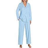 Latuza Women's Petite Size Button Down Pajamas Set Long Sleeve