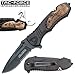 Gifts Infinity Engraved Titanium Coated Liner Lock, Black Aluminum Handle with Burl Wood Overlay, Flip Out Can Opener, Rope Cutter, Glass Punch and Pocket Clip.