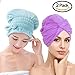 Yugefom Hair Turban Towel, 2 Pack Curly Hair Towel, Microfiber Hair Towel Wrap Ultra Absorbent Fast Drying Large Soft Anti-Frizz for Long Thick Hair Women Girls (Purple/Blue)