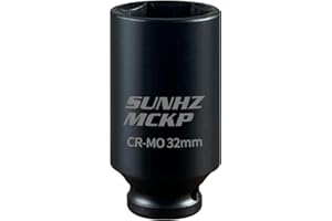 SUNHZ MCKP SUNHZMCKP 1/2” Impact Socket | Metric 32 mm Socket | Spindle & Axle Nut Socket | Deep Well Hub | Triple Square | CR-MO | 6 Point Design | Axle Shaft Nut Remover for Easy Removal (32mm Socket)