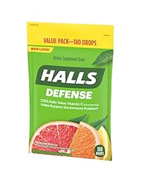 HALLS Suplemento de Vitamina C Defense Drop Valor pack-assorted citrus-180 PC, 312546637412, Paquete...