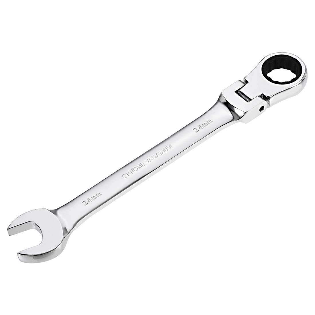 sourcing map 24mm Flex-Head Ratcheting Combination Wrench Metric 72 Teeth 12 Point Ratchet Box Ended Spanner Tools, Cr-V