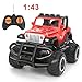 BeebeeRun Remote Control Car, 1:43 Scale Mini Jeep Vehicle for Kids, RC Sports Racing Hobby for Boys Girls (Red)