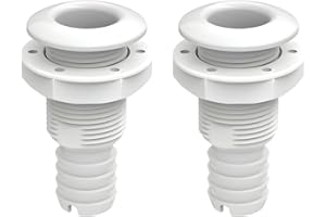 SEAFLO Thru Hulls Fitting Thru-Hull with Check Valve, 5/8”, 3/4”, 1”, 1-1/8”, 1-1/4”, 1-1/2”, or 2” Sizes, White/Black, Polypropylene/Nylon, 4-Year Warranty, (Choose Color, Size, and Pack Size)