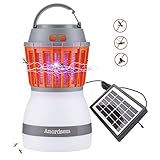 Anordsem Insect Zapper LED Camping Light Rechargeable Tent Lantern with Bug Zapper Function USB Charging and Solar Charging for Outdoor Camping Hiking, Mosquitoes Control (Gray, 1 Pieces)