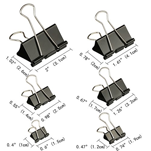 162 Pcs Binder Clips LANMOK Paper Clamps Assorted 6 Sizes With Plastic Storage Box for Note Letter Paper Office School Home Supplies