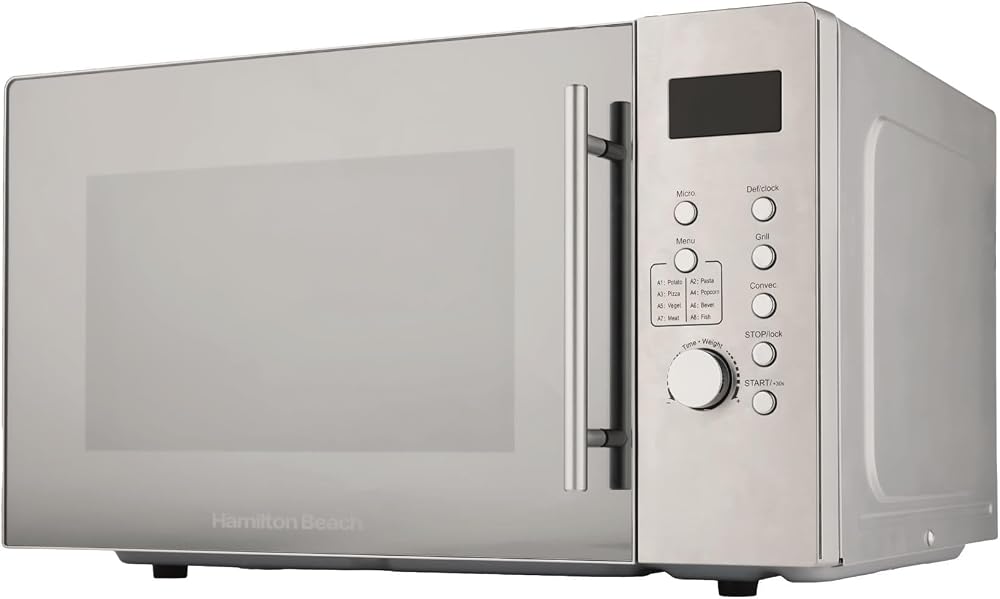 Hamilton Beach 30L Microwave, 3100W Grill, 8 Presets, Silver - HB30LS01