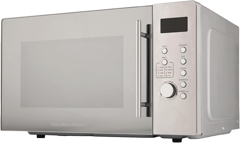 Hamilton Beach 30L Microwave, 3100W Grill, 8 Presets, Silver - HB30LS01