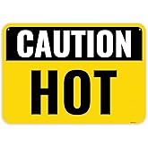 1PC Caution Hot Sign, 10 x 7 Inches - Aluminum - Danger Hot Surface Warning Sign