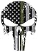 Punisher Skull 5.5 x 4 Inch Thin Green Line Tattered Subdued Us Flag. 3M Highly Reflective Vinyl Decal