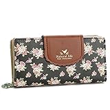 ETIAL Women's Vintage Floral Zip Wallet Faux Leather Card Holder