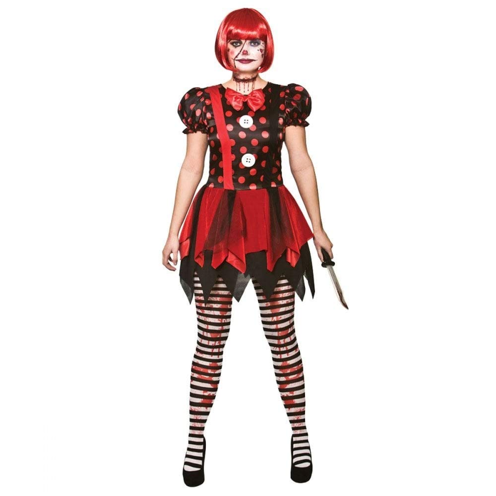 Wicked Costumes Adult Female Horror ClownHalloween Fancy Dress Costume (Women: 10-12) Black, Red